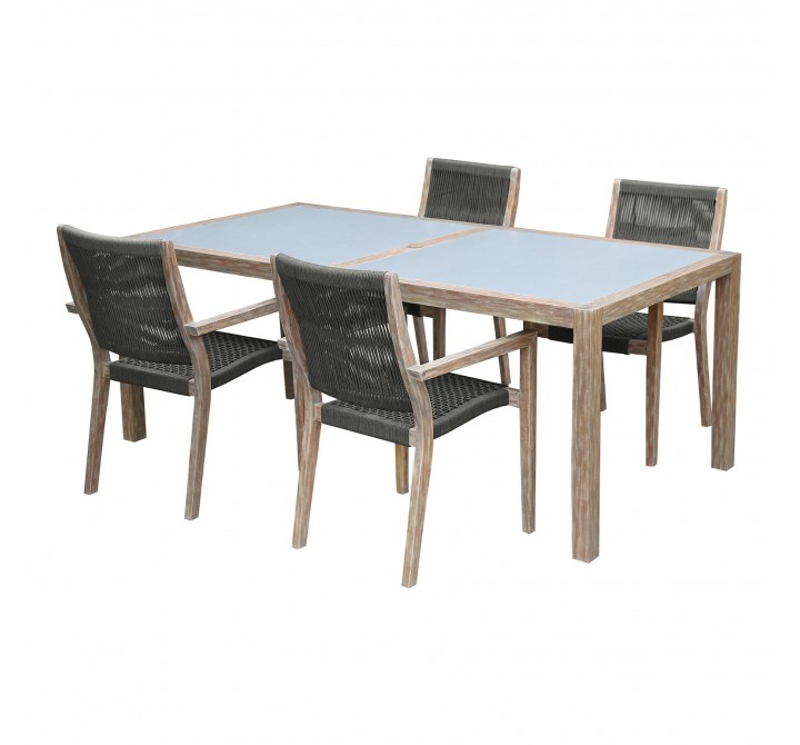 Sienna and Madsen 5 Piece Outdoor Patio Eucalyptus Wood Dining Set