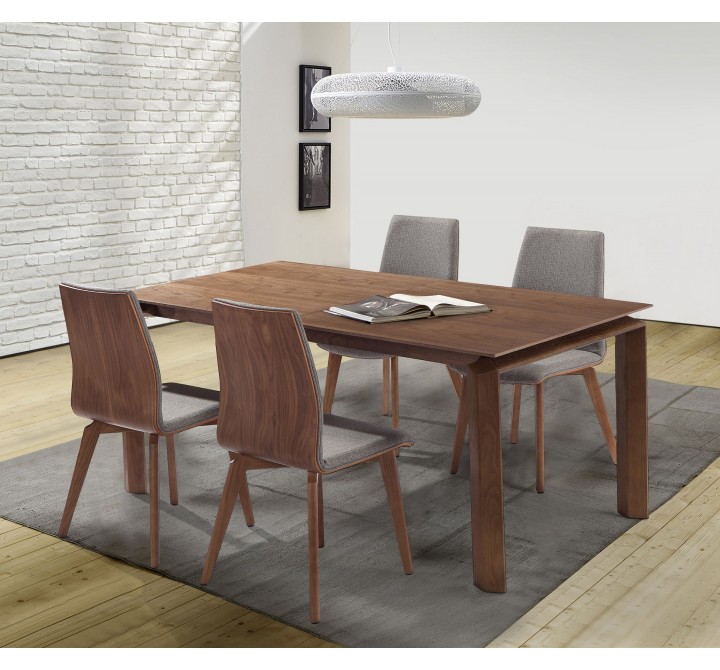 Treviso Mid-Century Walnut Wood 5 Piece Dining Set - Lifestyle