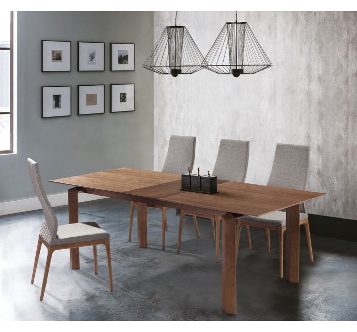 Parker Mid-Century Walnut Wood 5 Piece Dining Set