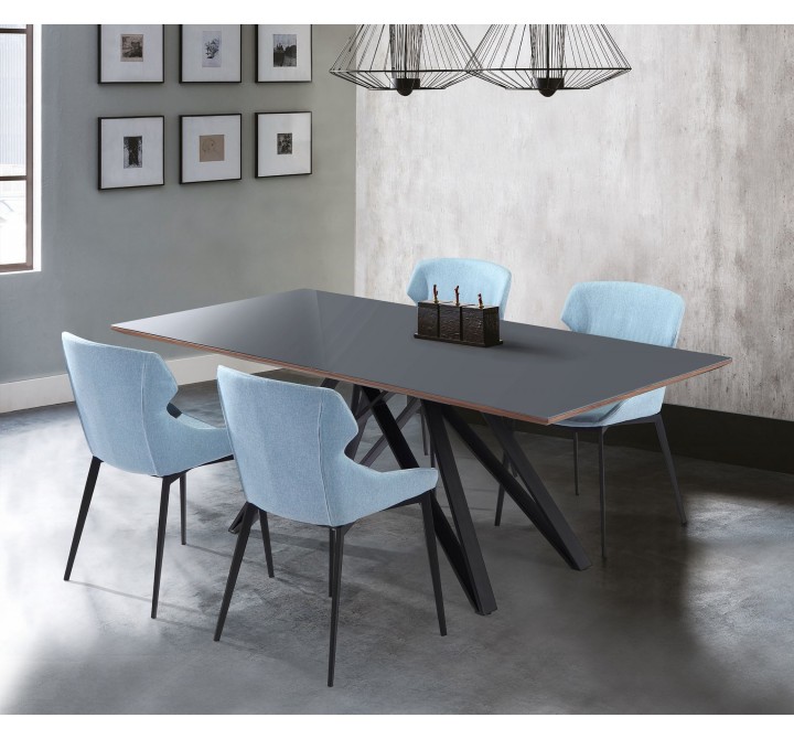 Kenna Contemporary Grey Glass 5 Piece Metal Dining Set