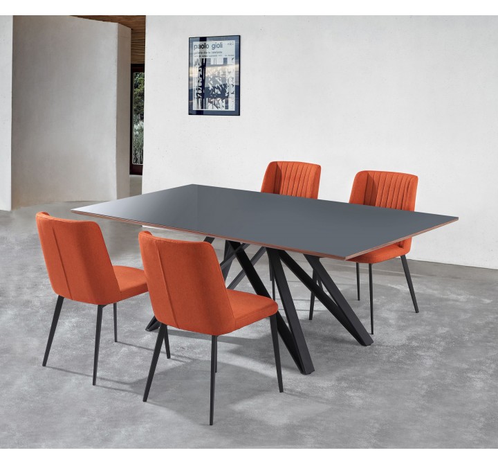 Maine Contemporary Grey Glass 5 Piece Metal Dining Set