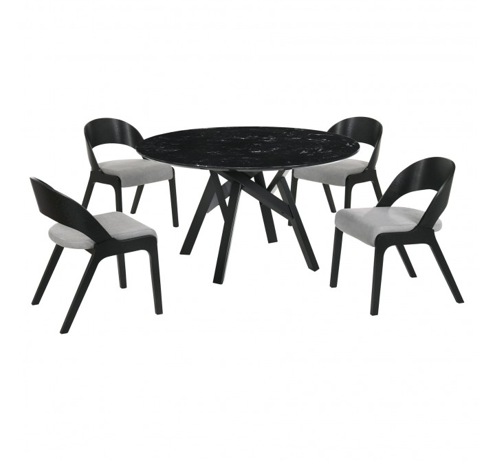 Venus Polly 5 Piece Black Dining Set - White BG