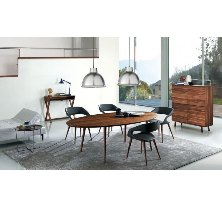 Shape Chair in Anthracite PU With Wood Legs - Lifestyle