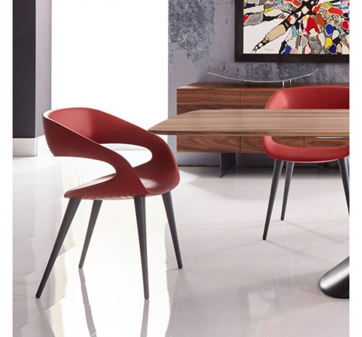 Shape Chair in Red PU With Wood Legs - Lifestyle