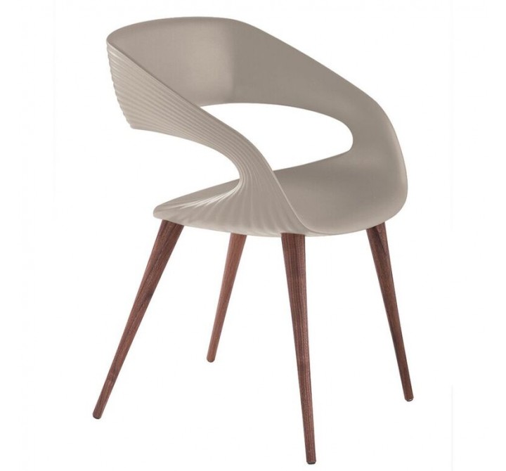 Bellini Modern Living Italian Home Shape Chair In Tan PU with Wood Legs