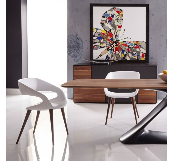 Shape Chair In White PU With Wood Legs