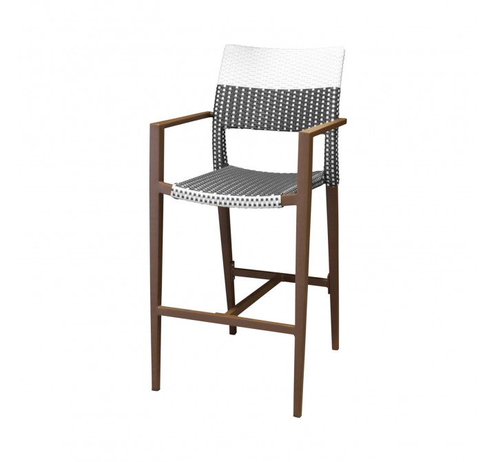 Chloe Bar Arm Chair - White Wicker - Espresso Frame