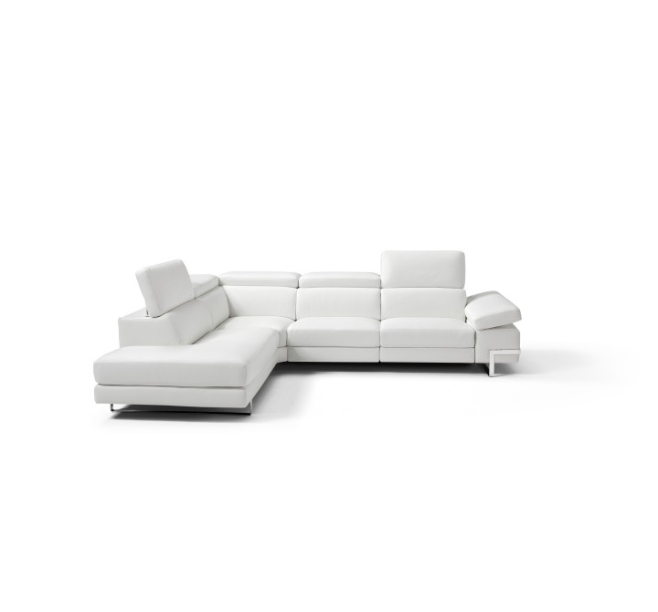 Livio Sectional Large In White - Front with Headrest Open