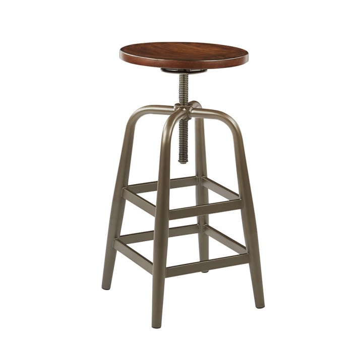 Sullivan Swivel Stool With Pewter & Walnut Finish