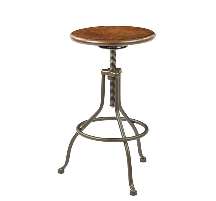Sullivan Swivel Stool With Pewter & Walnut Finish