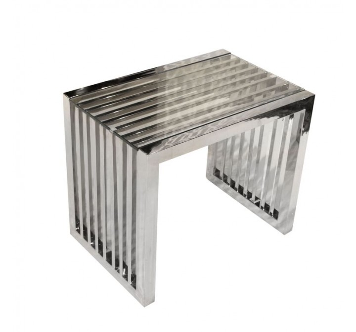 Diamond Sofa SOHO Rectangular Stainless Steel End Table w/ Clear Tempered Glass Top