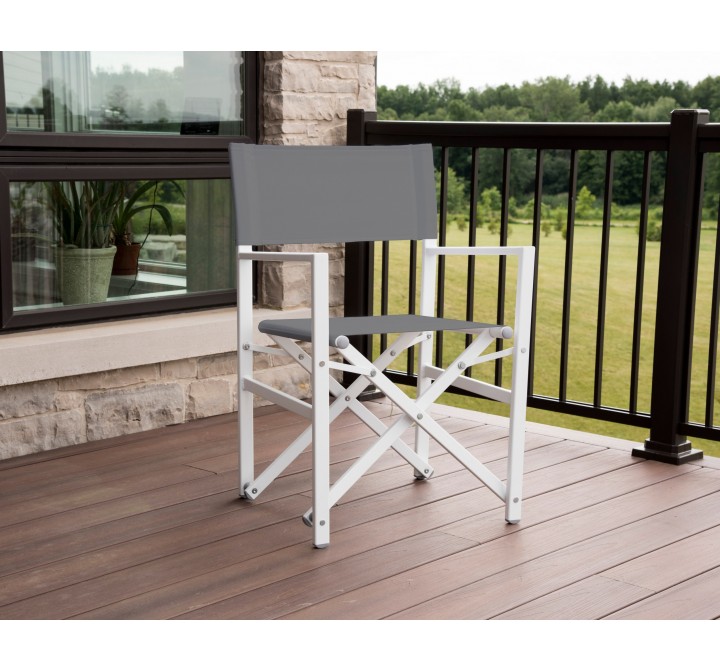 Vivere Studio Aluminum Folding Director's Chair - Dark Grey