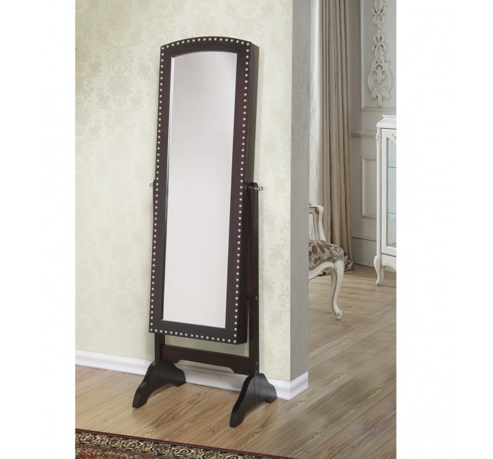 Abby Classic Long Cheval Mirror Jewelry Cabinet Storage Armoire
