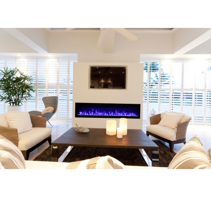Amantii 74" Basic Clean-face Electric Built-in With Glass With Black Steel Surround - Lifestyle