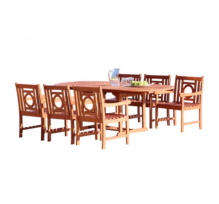 Malibu Outdoor 7-piece Wood Patio Dining Set with Extension Table - White BG