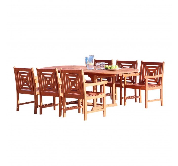 Malibu Outdoor 7-piece Wood Patio Dining Set with Extension Table - White BG