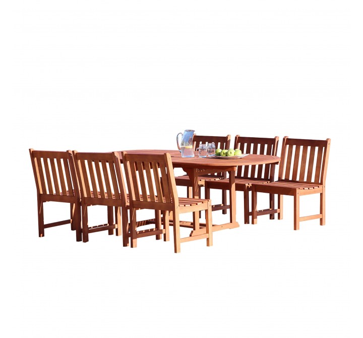 Malibu Outdoor 7-piece Wood Patio Dining Set with Extension Table & Armless Chairs - White BG