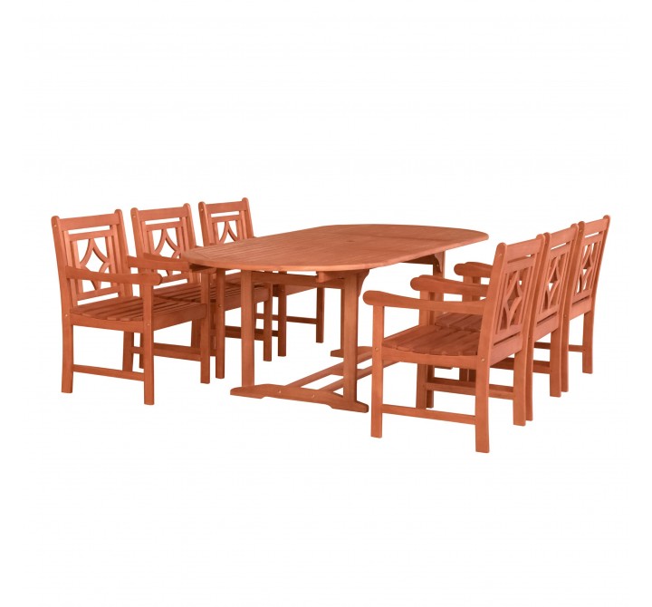 Malibu Outdoor 7-piece Wood Patio Extendable Table Dining Set - White BG