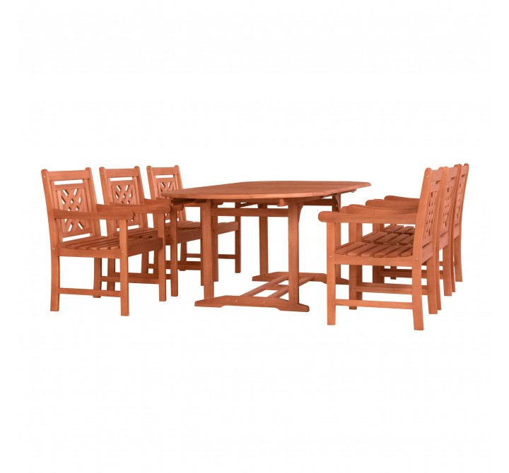 Malibu Outdoor 7-piece Wood Patio Extendable Table Dining Set - White BG