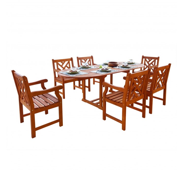 Malibu Outdoor 7-piece Wood Patio Dining Set with Extension Table - White BG