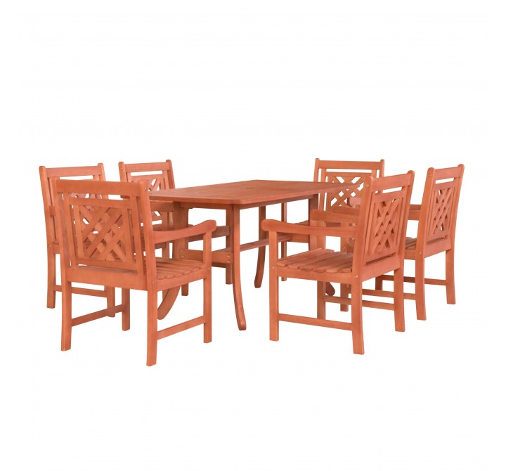 Malibu Outdoor 7-piece Wood Patio Dining Set with Extension Table & Stacking Chairs - White BG