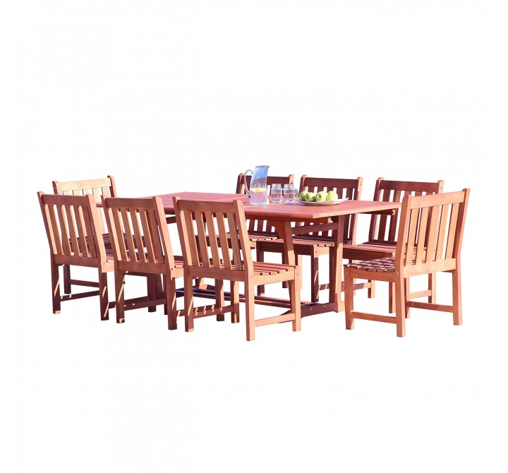 Malibu Outdoor 9-piece Wood Patio Dining Set with Extension Table - White BG