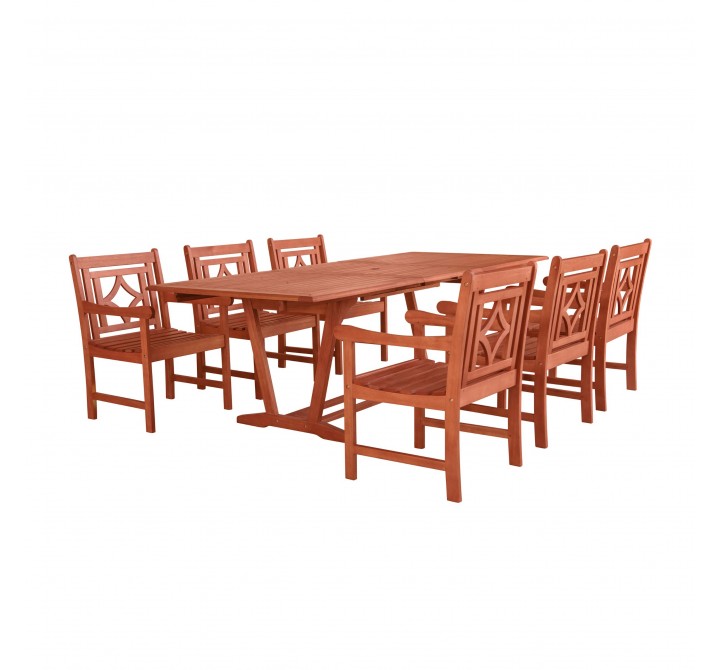 Malibu Outdoor 7-piece Wood Patio Extendable Table Dining Set - White BG