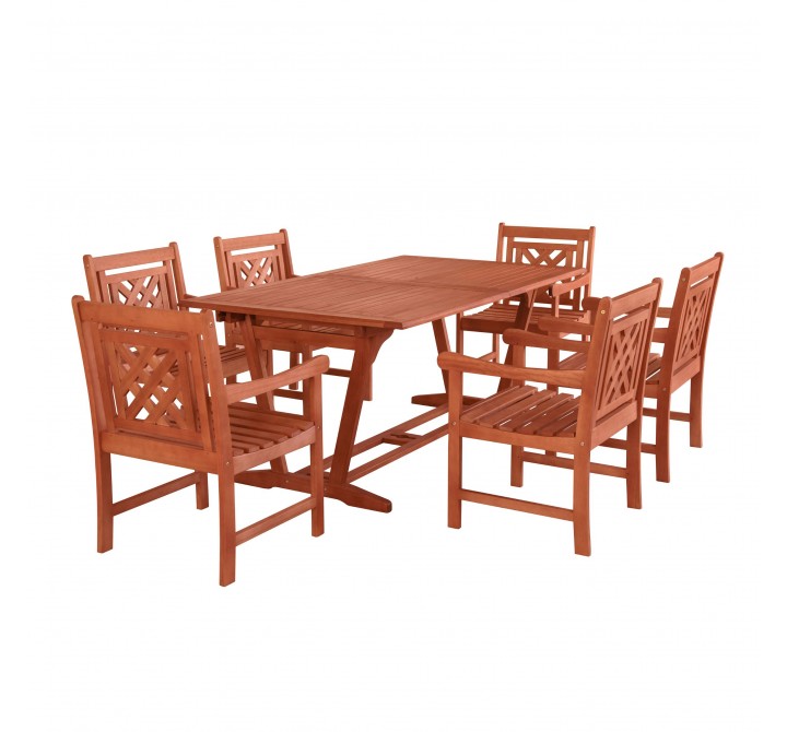Malibu Outdoor 7-piece Wood Patio Extendable Table Dining Set - White BG