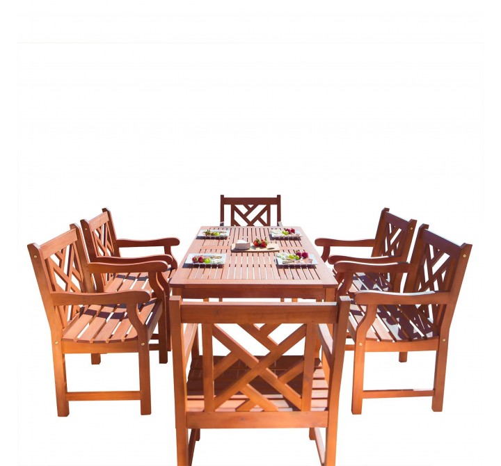  Malibu Outdoor 7-piece Wood Patio Dining Set - White BG