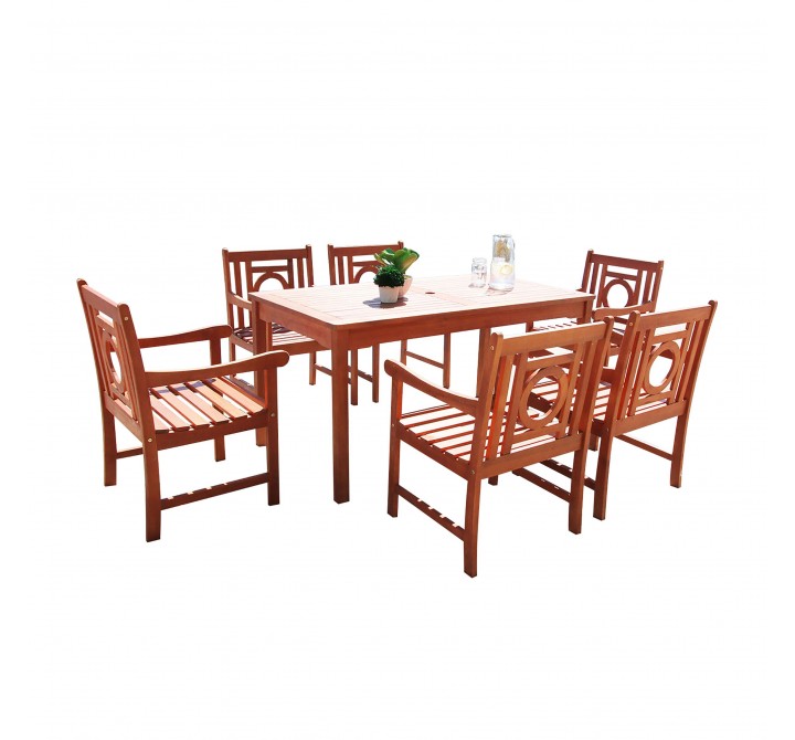 Malibu Outdoor 7-piece Wood Patio Dining Set - White BG