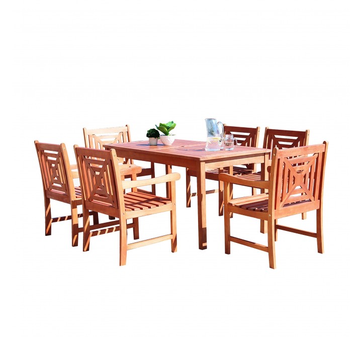 Malibu Outdoor 7-piece Wood Patio Dining Set - White BG