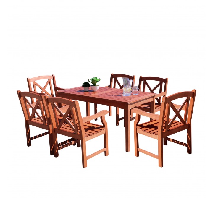 Malibu Outdoor 7-piece Wood Patio Dining Set - White BG