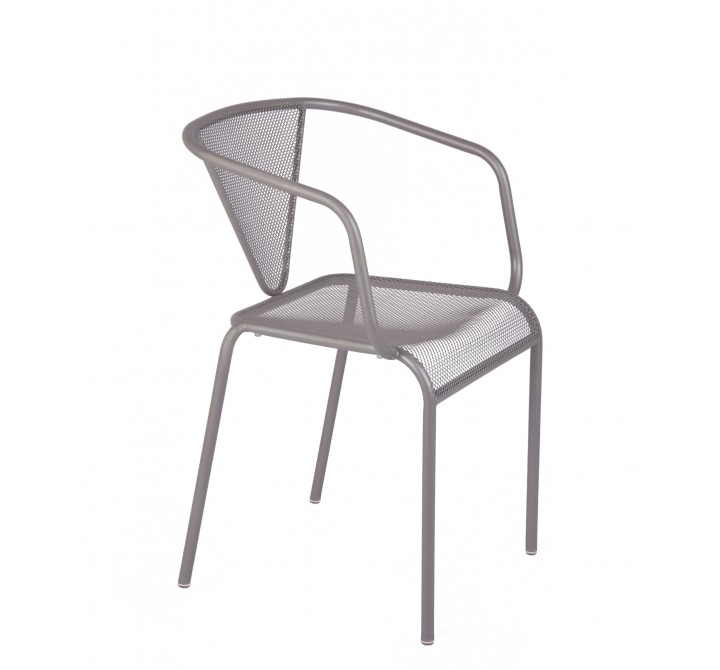 Venice Beach Armchair - E-Coated, Powder Coated Micro-Mesh Steel - Titanium Silver