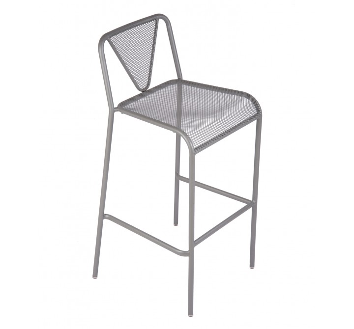 Venice Beach Barstool - E-Coated, Powder Coated Micro-Mesh Steel - Titanium Silver