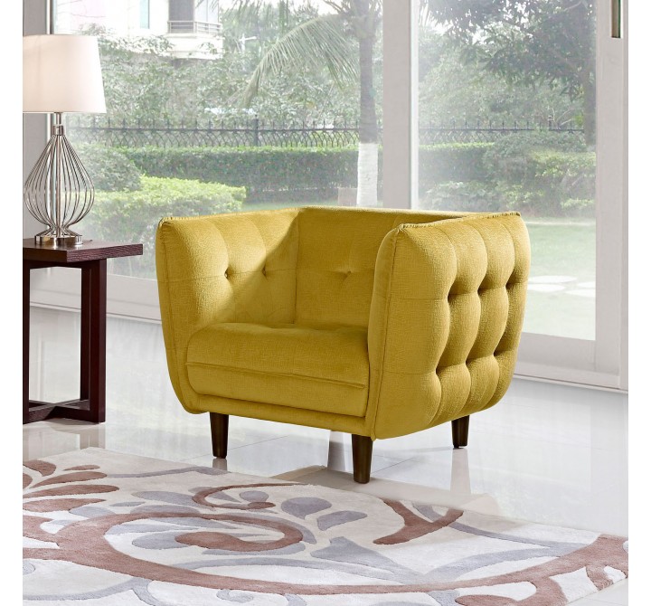 Diamond Sofa Venice Button Tuft Fabric Chair - YELLOW/GOLD