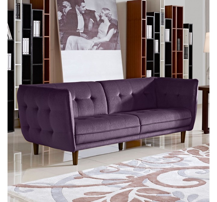 Diamond Sofa Venice Button Tuft Fabric Sofa - PURPLE