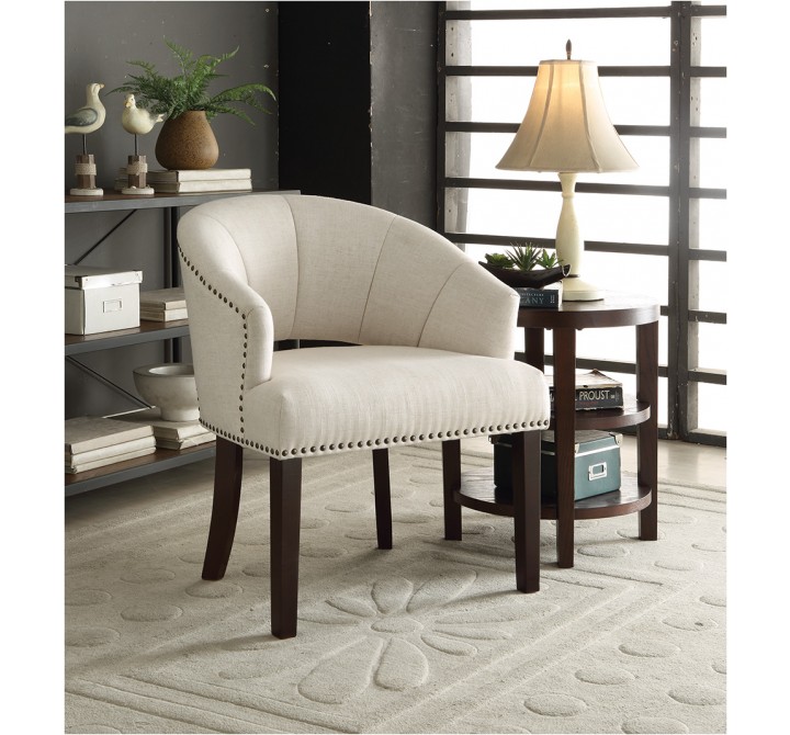 Vivian Chair - Silver Nail Head Trim And Dark Espresso Legs - Otter Velvet Fabric