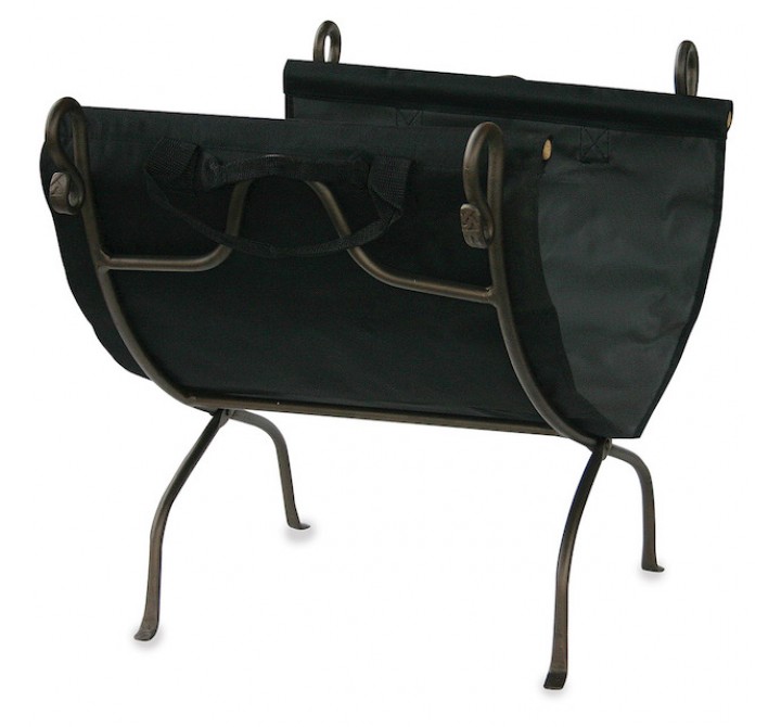 Mr. Bar-B-Q UniFlame® Bronze Finish Wrought Iron Log Holder with Canvas Carrier