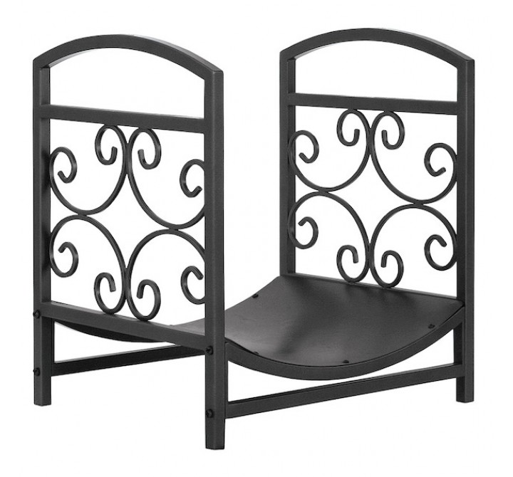Mr. Bar-B-Q UniFlame® Graphite Finish Log Holder with Decorative Scrollwork