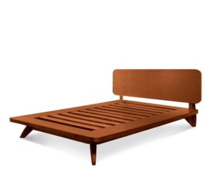 TrueModern Walnut & White Queen Platfrom Bed