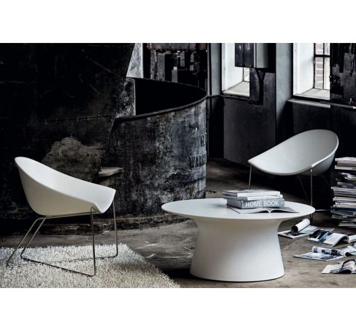 Boracay 36" Round Coffee Table Grey Epoxy/White Solid Surface 