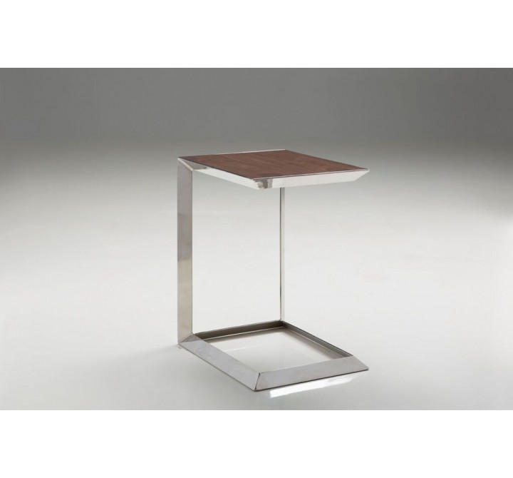 Horseshoe 20" End Table American Walnut with Polished Stainless Steel