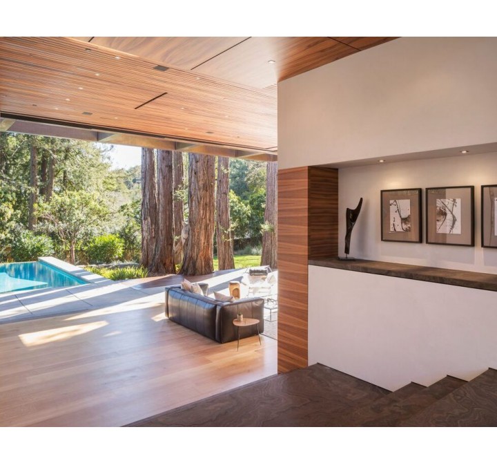 Oakley 18" End Table Oak Veneer with Black Iron Legs - Lifestyle 2