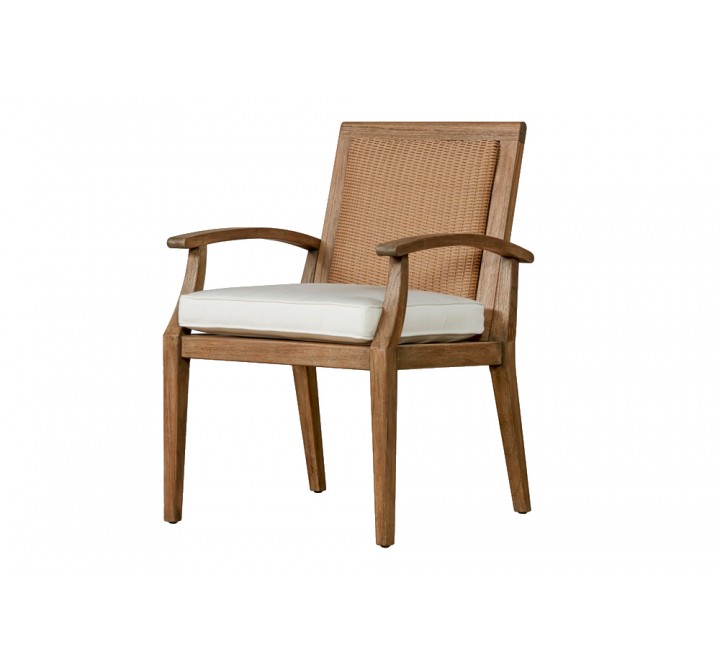 Wildwood Teak Wicker Dining Armchair - Angled