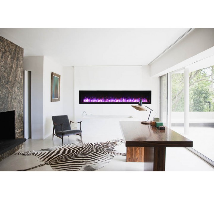 100" Basic Clean-face Electric Built-in With Glass With Black Steel Surround Fireplace - Lifestyle