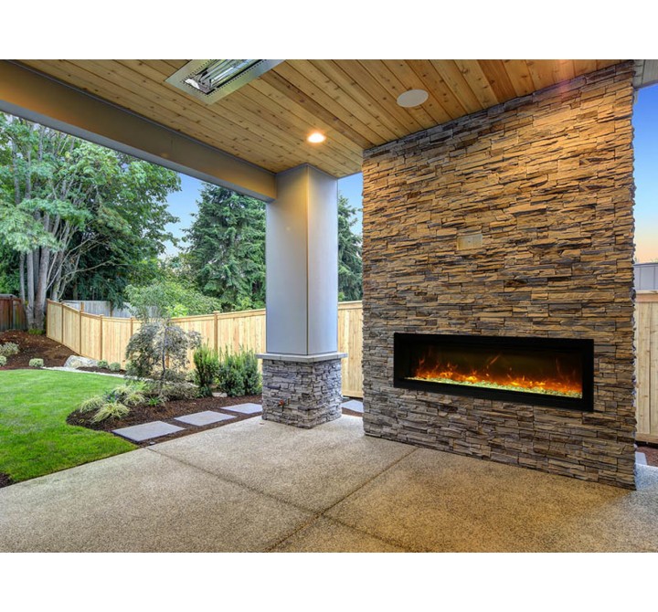 74" Basic Clean-face Electric Built-in With Glass With Black Steel Surround - Lifestyle