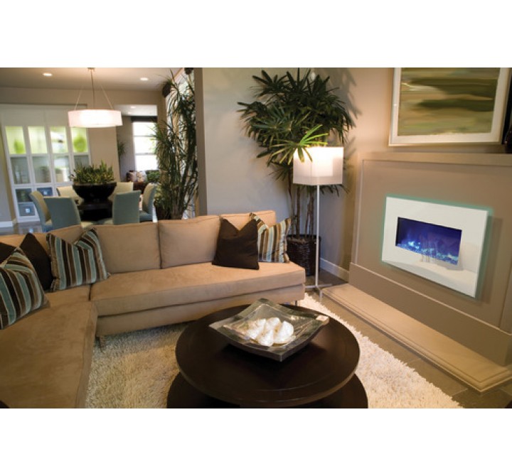 Amantii Electric Fireplace Fire and Ice Series 26" with 36" x 23" White Glass Surround