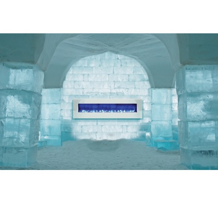 Amantii Electric Fireplace Fire and Ice Series 72" with 81" x 23" White  Glass Surround
