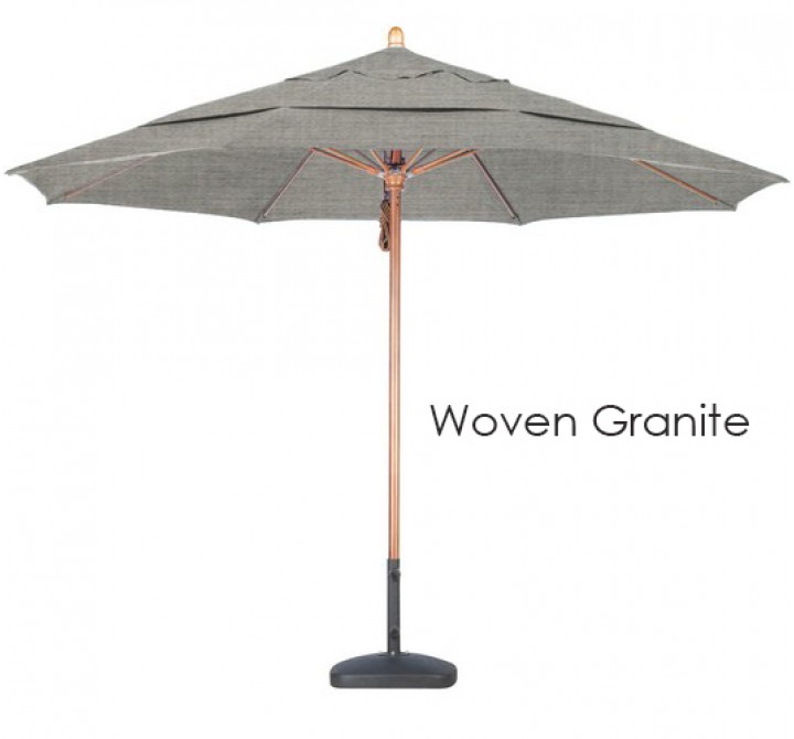 California Umbrella 11' FGlass Market Umbrella Pulley Open DV Marenti Wood - Olefin