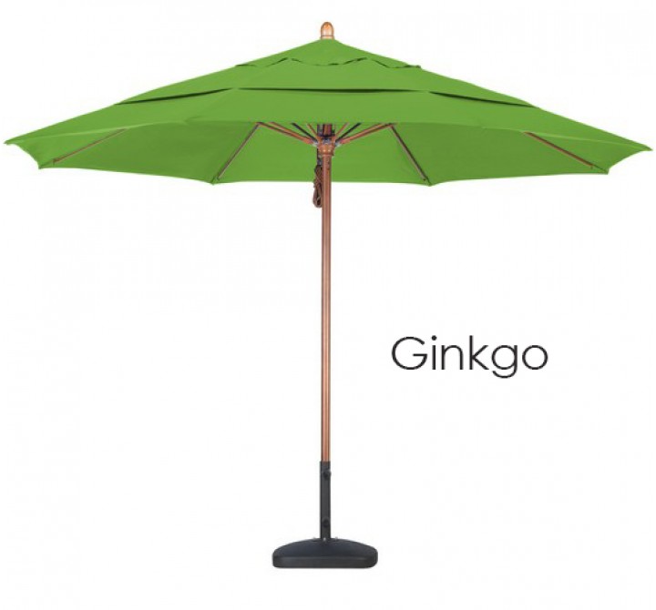 California Umbrella 11' FGlass Market Umbrella Pulley Open DV Marenti Wood - Pacifica